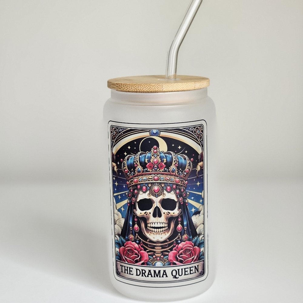 The Drama Queen Tarot Card 16oz Frosted Beer Can Glass Cup